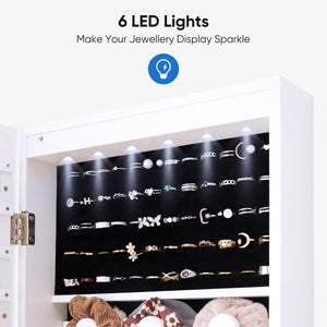 Jewelry Cabinet Mirror Full Length LED Wall Mounted Organizer