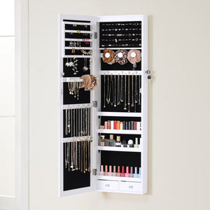 Jewelry Cabinet Mirror Full Length LED Wall Mounted Organizer