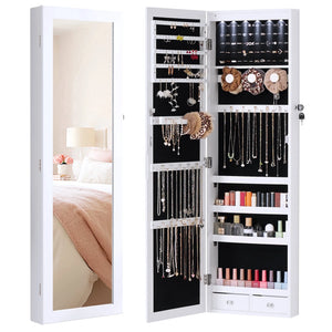 Jewelry Cabinet Mirror Full Length LED Wall Mounted Organizer