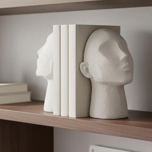 white resin sculptural bookends set of 2