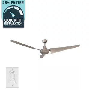 Industrial Ceiling Fan 60 Inch Brushed Steel with Wall Control