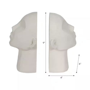 white resin sculptural bookends set of 2