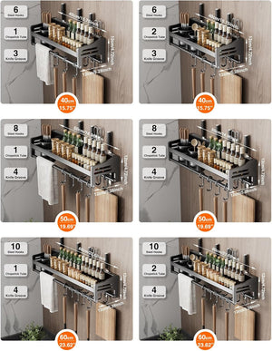 Utensil Hanger, Wall Mounted Kitchen Rail with Hooks, Waterproof Hooks for Kitchen Utensils, Easy Installation without Drilling (23.6 Inches, Cup, 1)
