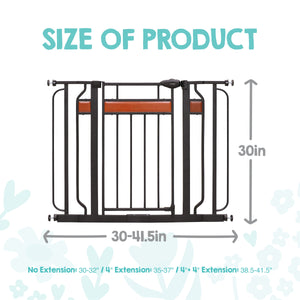 Extra Wide Baby Safety Gate 30–42 Inch Walk Through Black