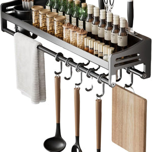 Utensil Hanger, Wall Mounted Kitchen Rail with Hooks, Waterproof Hooks for Kitchen Utensils, Easy Installation without Drilling (23.6 Inches, Cup, 1)