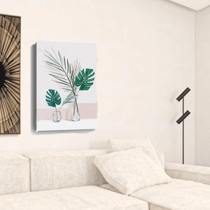 Green Foliage Canvas Wall Art – Pink Botanical Wall Decor
