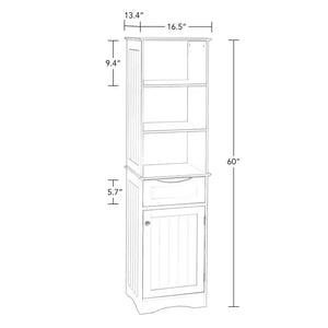 Ashland 16.5 In. W X 13 in D X 60 In. H White Linen Cabinet Tall Bathroom Storage Organizer with Drawer and Shelves