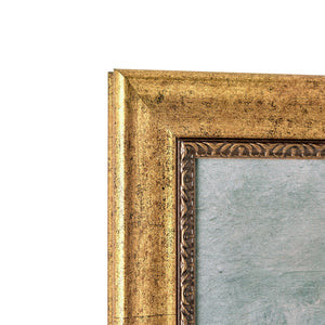 Spring Beauty White Floral Wall Art – Brush Texture Print in Antique Gold Frame – Elegant Flower Art, 16X20