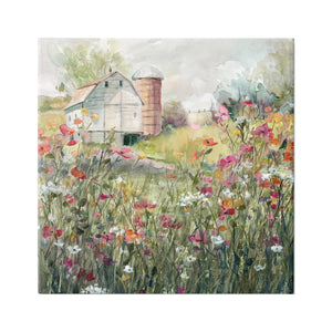 Flower Barn Canvas Wall Art Rural Barn Floral Print