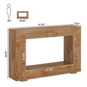 Farmhouse Console Table, 47-Inch Wood Storage Entryway Accent Table, Brown