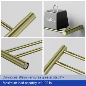 23.62-Inch Modern Wall Mounted Bathroom Towel Bar Stainless Steel Bath Accessory Double Towel Bar in Gold