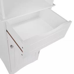 Ashland 16.5 In. W X 13 in D X 60 In. H White Linen Cabinet Tall Bathroom Storage Organizer with Drawer and Shelves