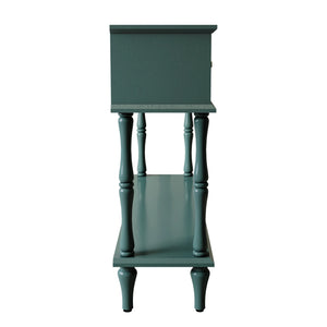 47" Mid Century Console Table, Aged Finish Entryway Table with Storage Shelf for Hallway, Green