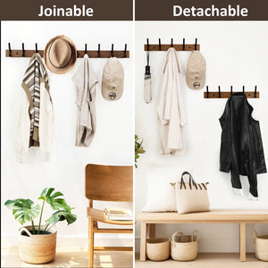 1 Pack Coat Rack Wall Mount, Wood Wall Hooks for Hanging, Wooden Coat Hooks Wall Mount, Entryway Hat Rack Wall Hanger Hooks for Hanging Coat Bag and Towel