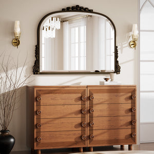 Vintage Arched Wall Mirror 36x27 Antique Bronze Decor