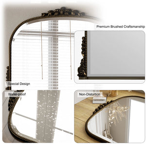 Vintage Arched Wall Mirror 36x27 Antique Bronze Decor