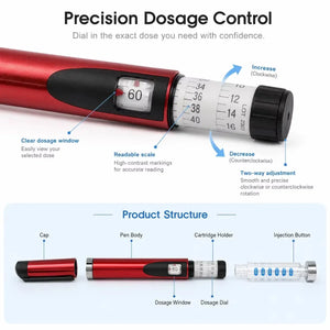 Precise V3 Injection Pen Set Peptide Pen Dose Control 60IU-3ml Cartridge bottle,Injector pen,4mm Nibs,Pen Bag For Diabetics