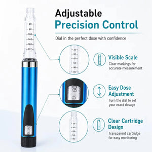 Precise V3 Injection Pen Set Peptide Pen Dose Control 60IU-3ml Cartridge bottle,Injector pen,4mm Nibs,Pen Bag For Diabetics