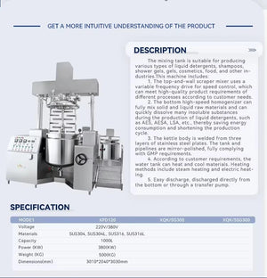 customized Intelligent Homogenizing Mixer Vacuum Emulsifying Equipment High Efficiency for Various Skin Care Products