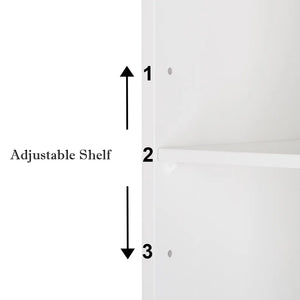 Wooden Bathroom Medicine Cabinet with Mirror Door & 8 Shelves, Wall Mounted Storage Organizer, White