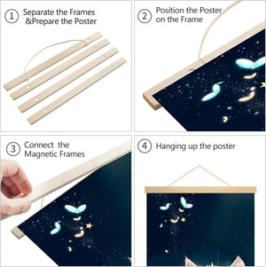 20 Inch Wide Magnetic Poster Hanger, Wood Frame for Posters, Prints, Photos, Pictures, Maps, Scrolls, Artwork - Wall Hanging