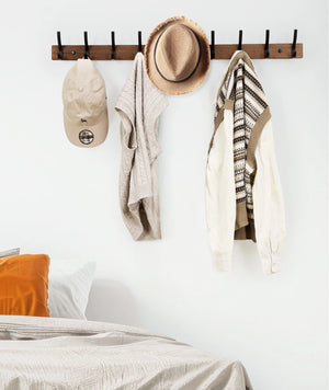 1 Pack Coat Rack Wall Mount, Wood Wall Hooks for Hanging, Wooden Coat Hooks Wall Mount, Entryway Hat Rack Wall Hanger Hooks for Hanging Coat Bag and Towel