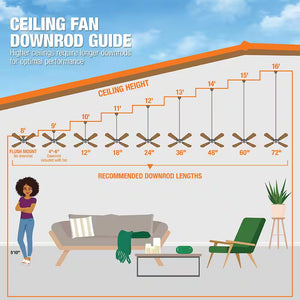 Industrial 60 In. Indoor/Outdoor Brushed Steel Ceiling Fan with Wall Control, Downrod and Powerful Reversible Motor