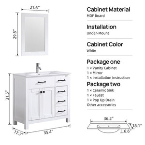 Modern Bathroom Vanity with Sink Top & Storage Cabinet