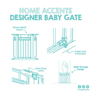 Extra Wide Baby Safety Gate 30–42 Inch Walk Through Black