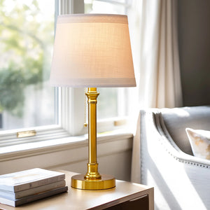 19.5" Gold Modern Table Lamp for Living Room Bedroom Nightstands Bedside Lamps Metal