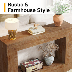 Farmhouse Console Table, 47-Inch Wood Storage Entryway Accent Table, Brown