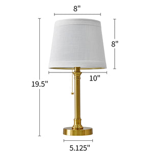 19.5" Gold Modern Table Lamp for Living Room Bedroom Nightstands Bedside Lamps Metal