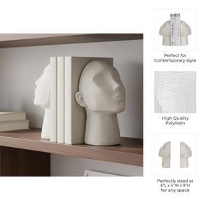 white resin sculptural bookends set of 2