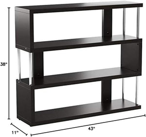 Barnes 3-Shelf Modern Bookcase, Dark Brown
