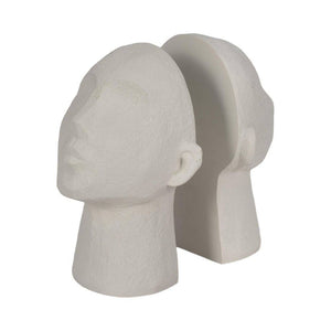 white resin sculptural bookends set of 2 textured decor